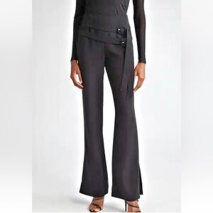 NWOT Cinq A Sept Hadlee Belted Wide Leg Pants Womens Double Buckle Open Ankle